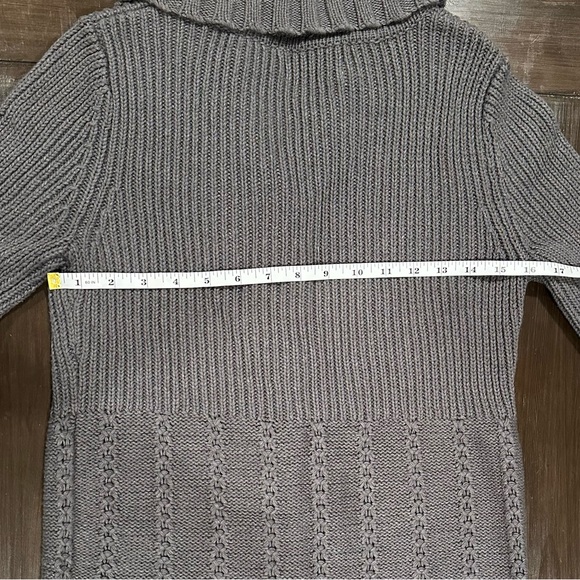 Gray Knit Cardigan Sweater Front Longline Size Small by Sonoma Y2K 2000s - Picture 6 of 10